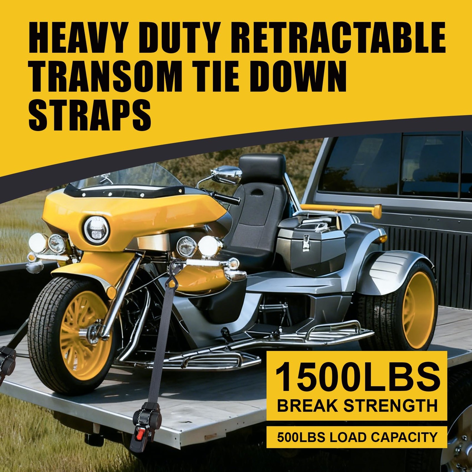 Ayaport Retractable Transom Tie Down Straps 1in X 10ft Tie Down Straps to Traile
