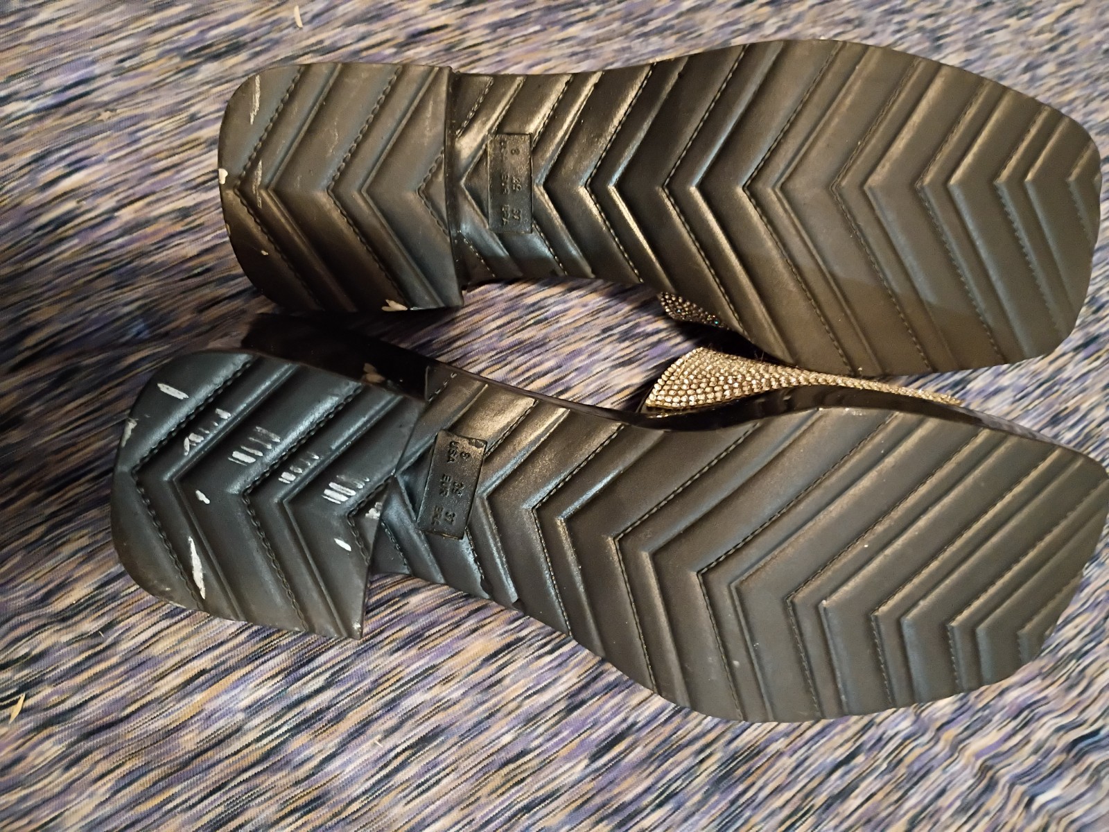 Black Slide Mules with Silver Crystal Band