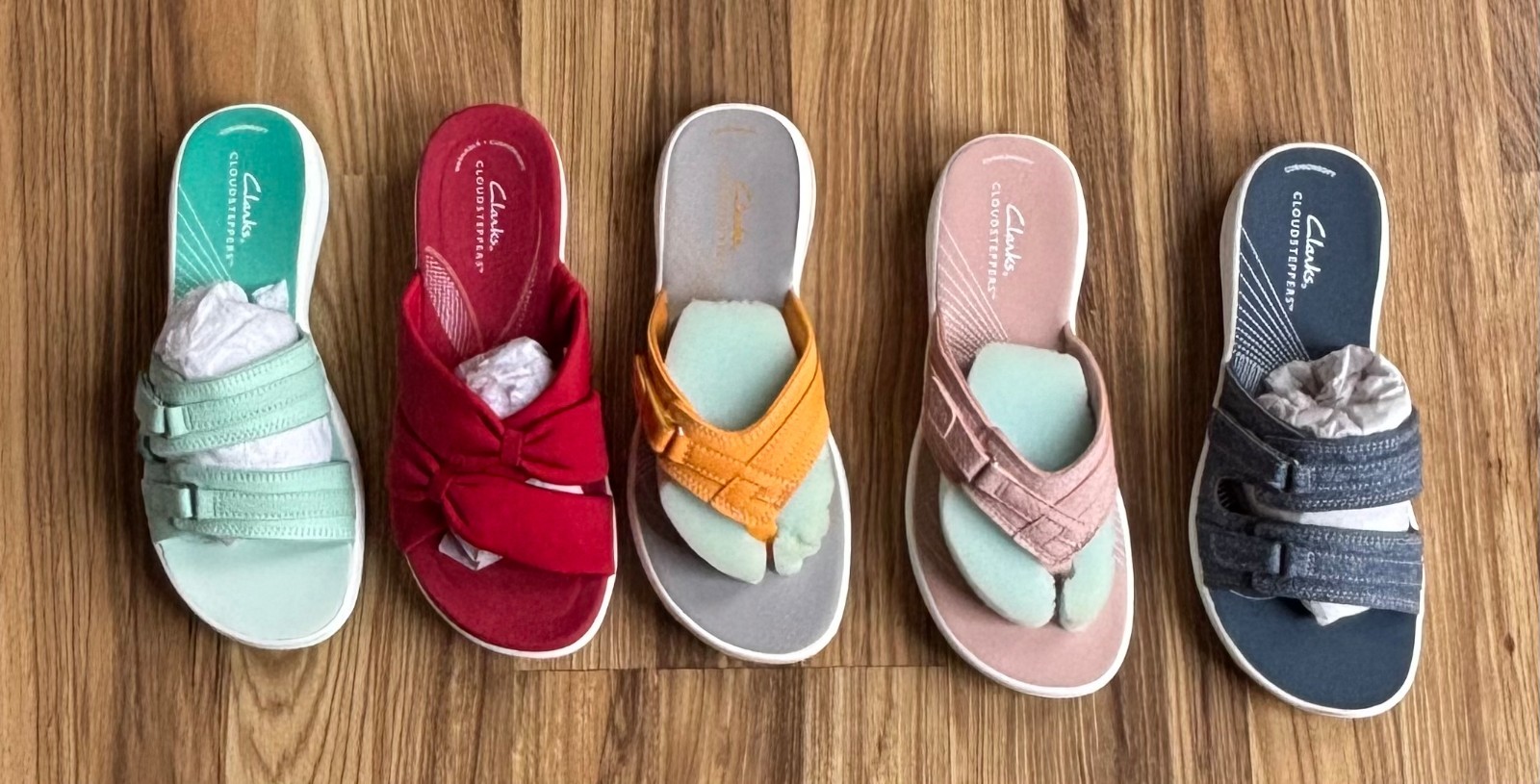 NWOT 14 Colors Clarks Cloudsteppers Cushion Soft Sandals Ladies Sz 7