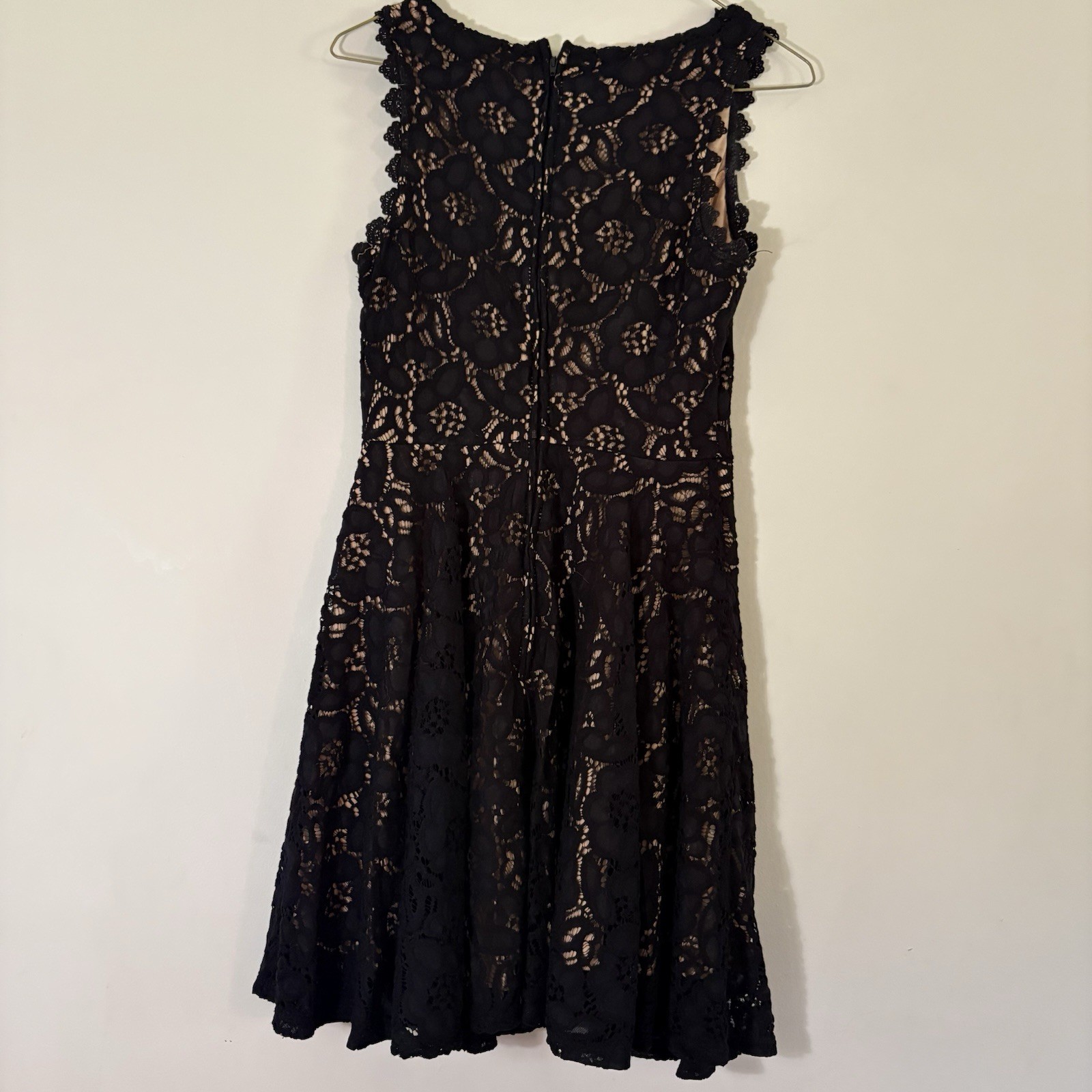 City Studio Black Floral Lace Fit & Flare Knee Dress Sleeveless Round Neck 3