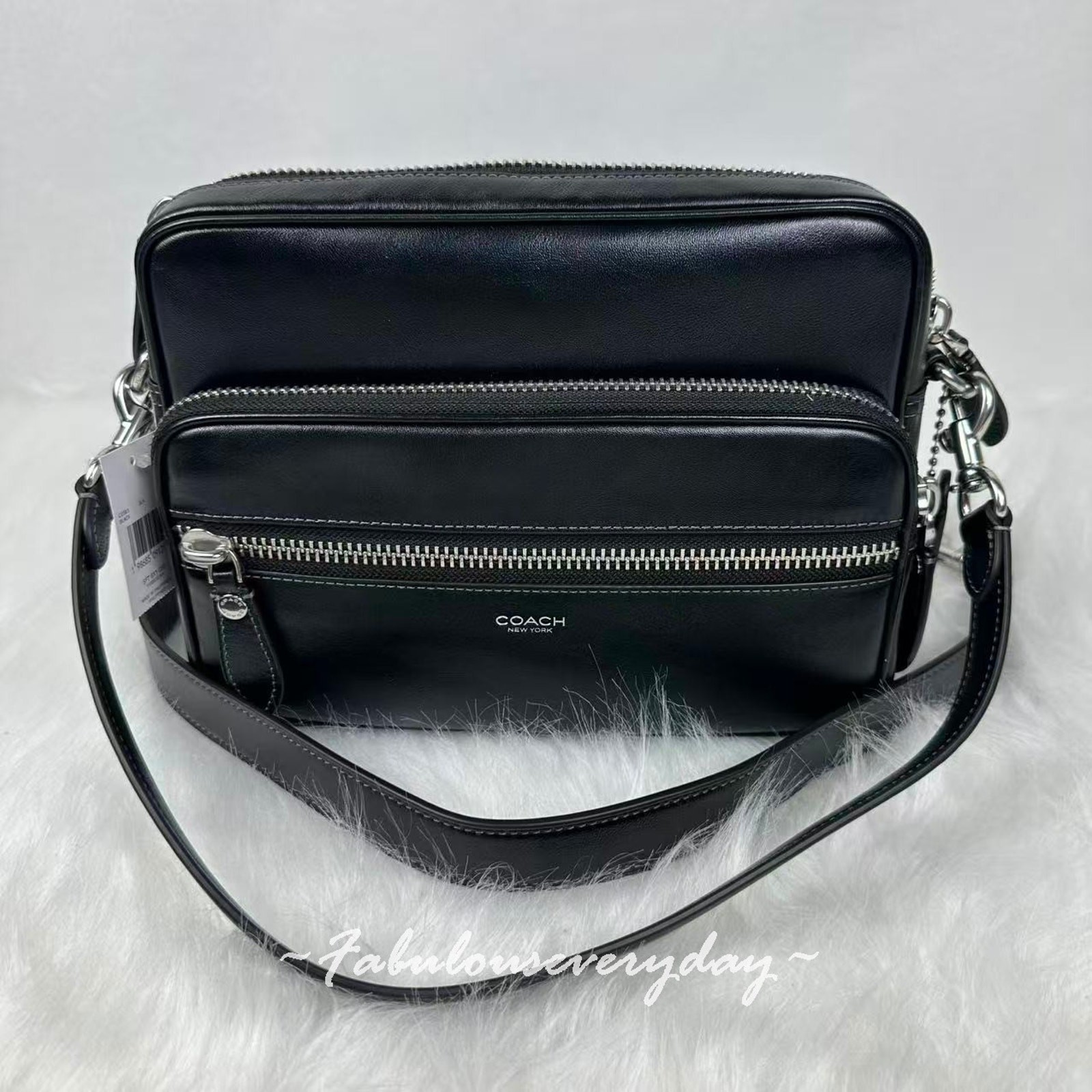 Coach Men’s Dakota Crossbody Bag In Leather/Silver/Black CDS83 NWT