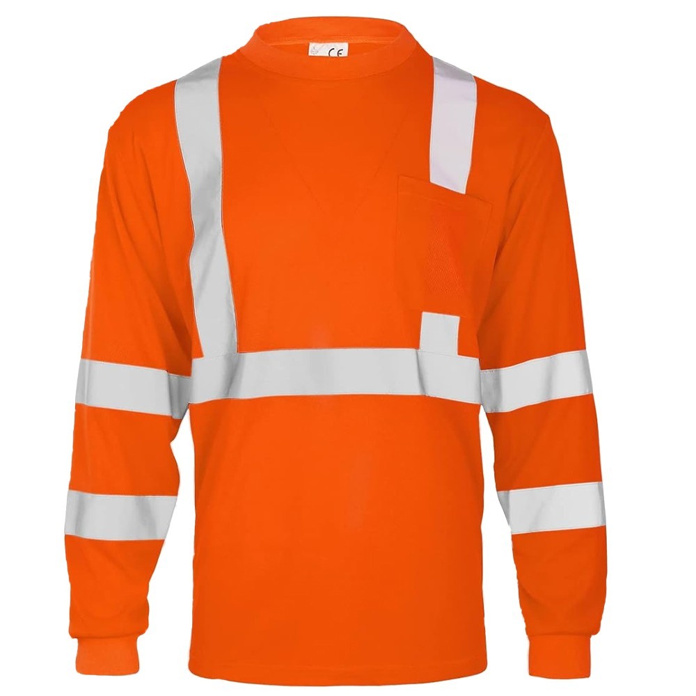 Long Sleeve Safety Shirt for Work, Construction Hi-Vis Two Tone Reflective Wear
