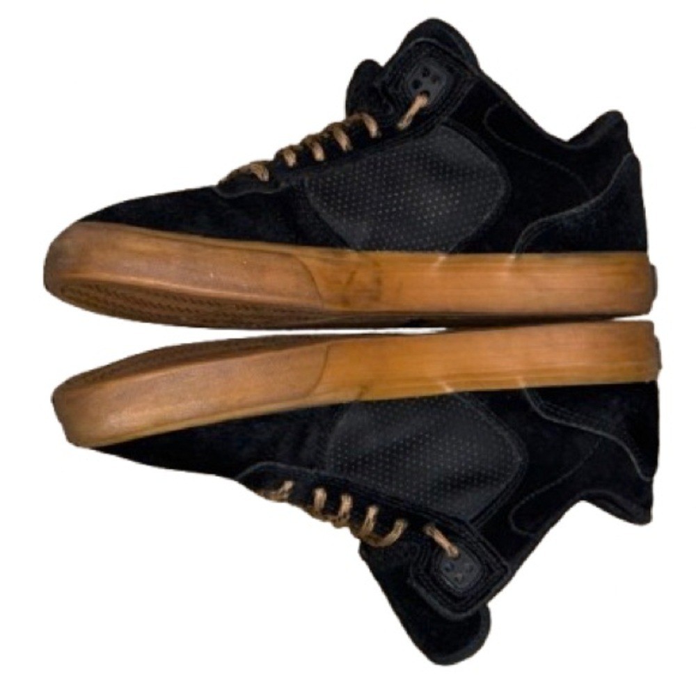 👟🛹 SUPRA Black Suede Skate Shoes Gum Sole Streetwear Sneakers | US Men’s 8