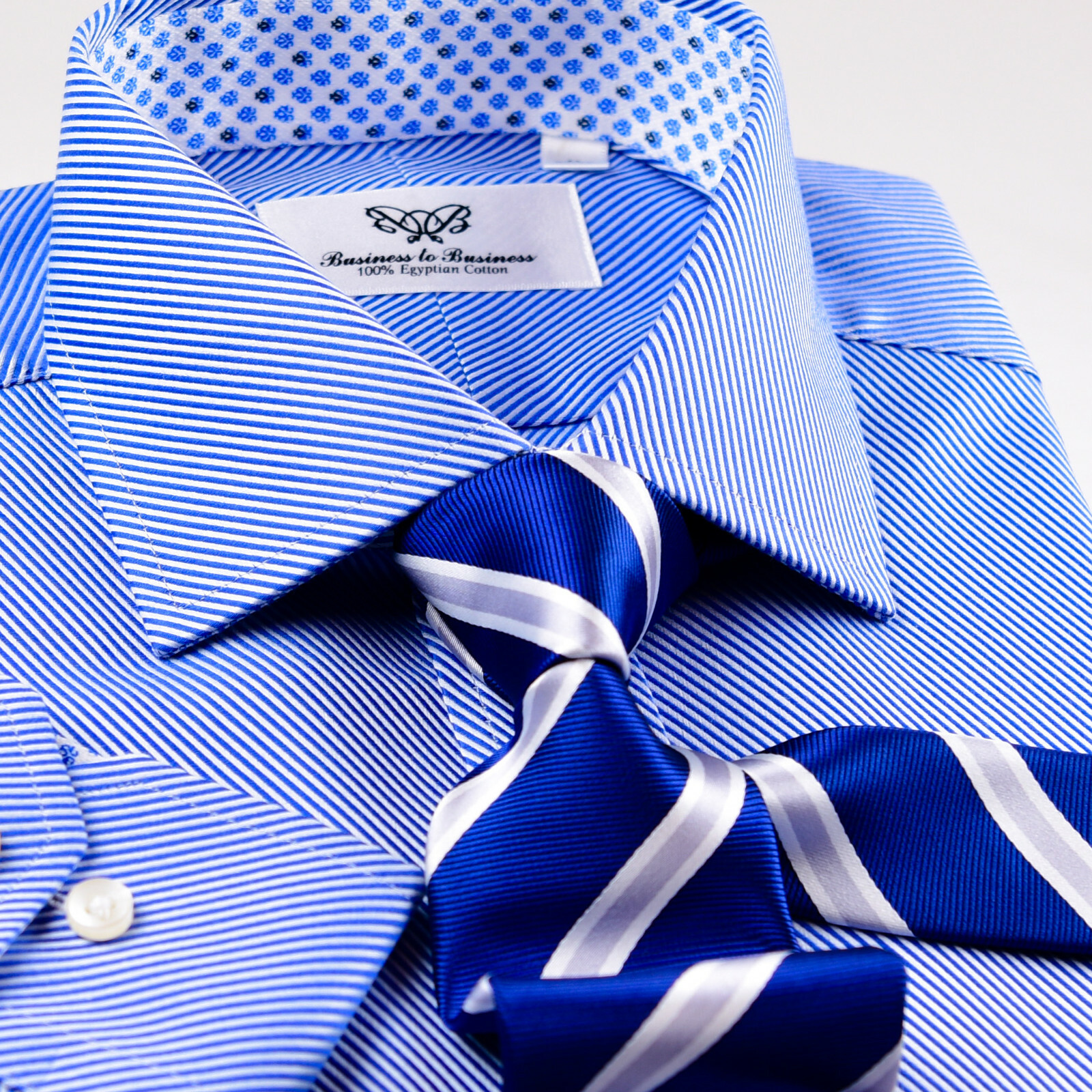 Mens Elegant Blue Twill Double Ply 80’s Fine Wevon Formal Business Shirts