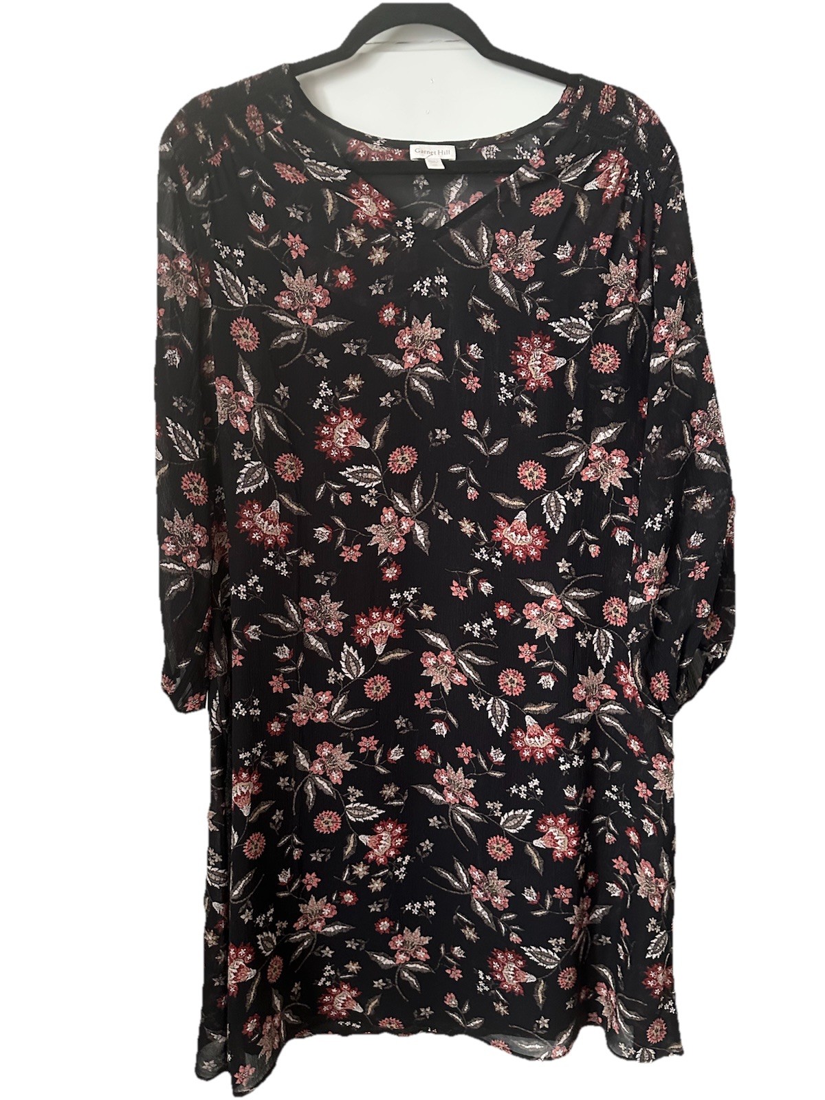 Garnet Hill Dress Size 10 Sheer Floral Print Silk Layered Slip