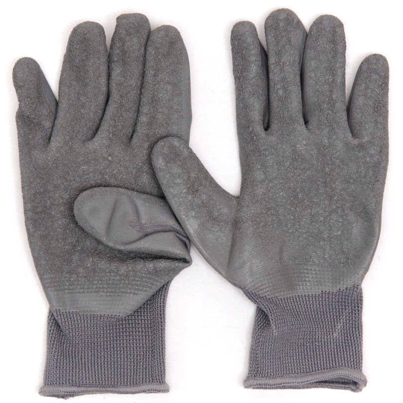 Textured Latex GRIP Knit Fabric Work Gardening Gloves Gray Women lot Size Med Lg