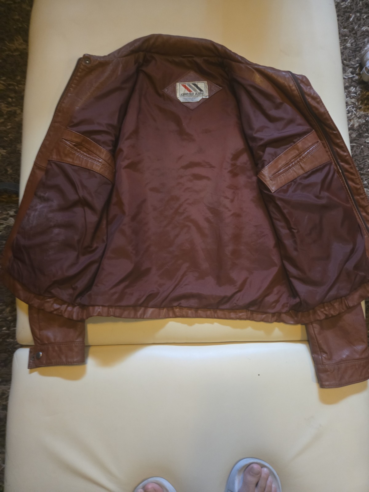 Vintage Chess King Men’s Orange Genuine Leather Jacket Size 40 (Medium)