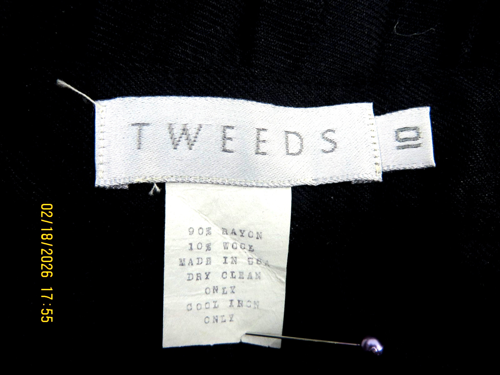 TWEEDS SZ 10 Rayon/Wool Charcoal Crinkled-Crushed Woven Fabric Wide Long Skirt