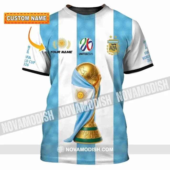 Unisex Shirt – Custom Argentina World Cup 2026 3D T Shirt VK13458
