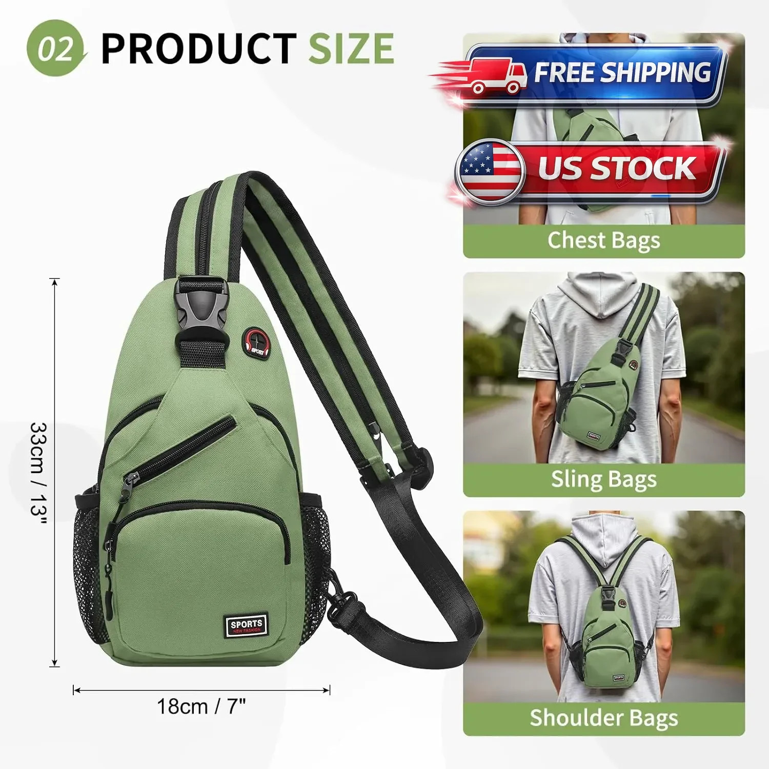 Sling Backpack, Multipurpose Crossbody Shoulder Bag Travel Hiking Daypack