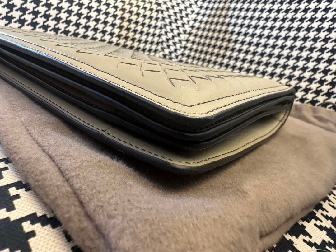 BOTTEGA VENETA Clutch Bag Pouch Leather Gray Unisex Brand New
