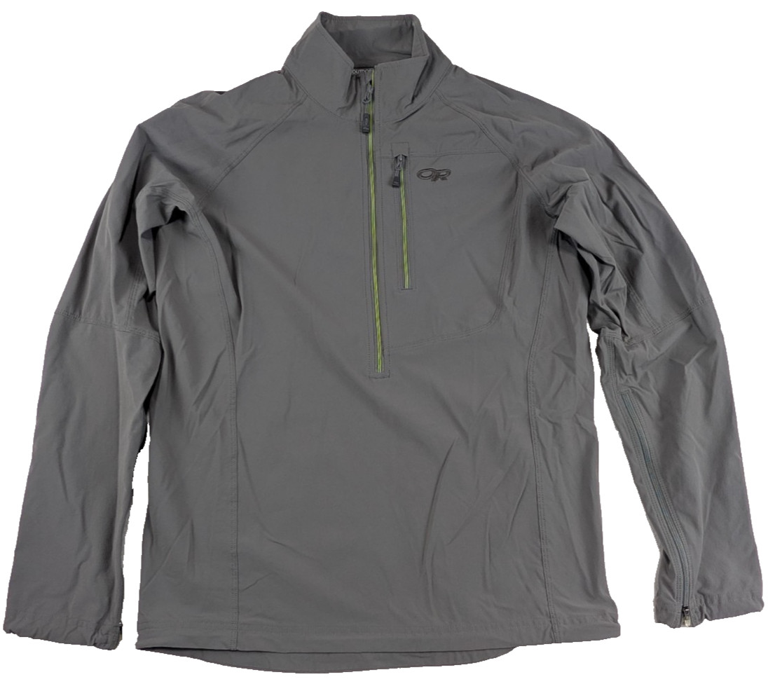 Outdoor Research Ferrosi Windshirt Mens M Pewter Lemongrass Half Zip Gorpcore