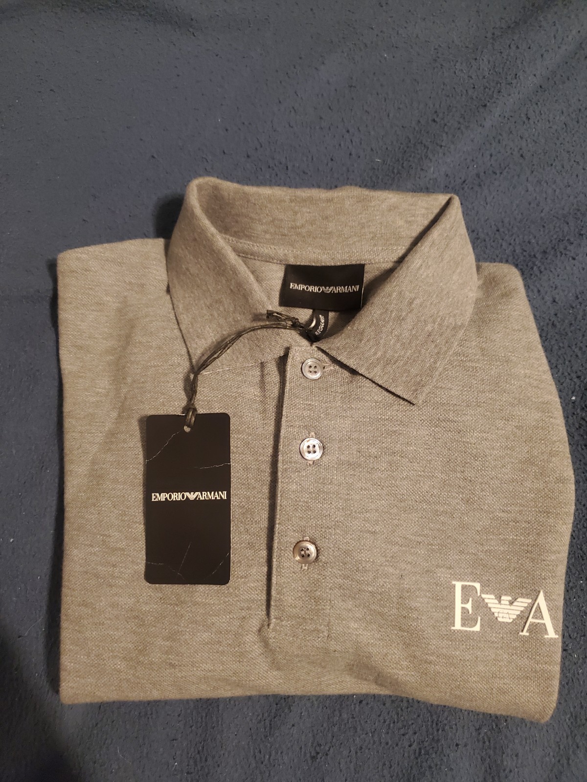Emporio Armani Mens Medium Gray Short Sleeve Polo