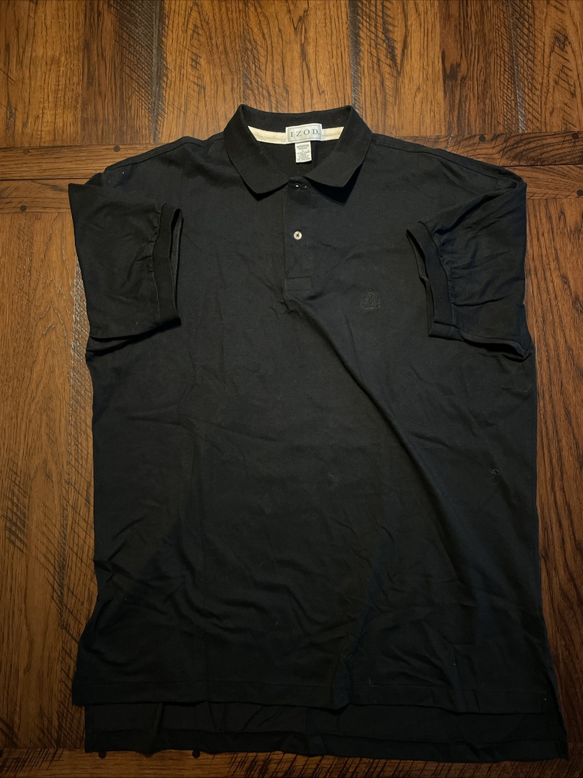 Izod Men’s Black Polo Shirt Size Large Short Sleeve 100% Cotton US Fabric