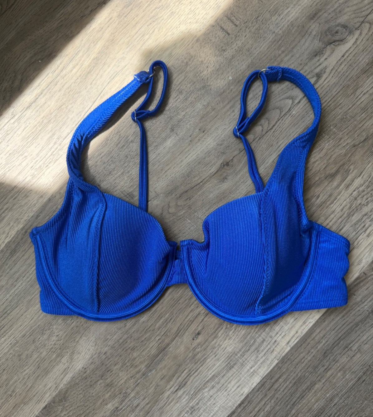 Wild Fable Shiny Ribbed Underwire Bikini Top Blue Size Small