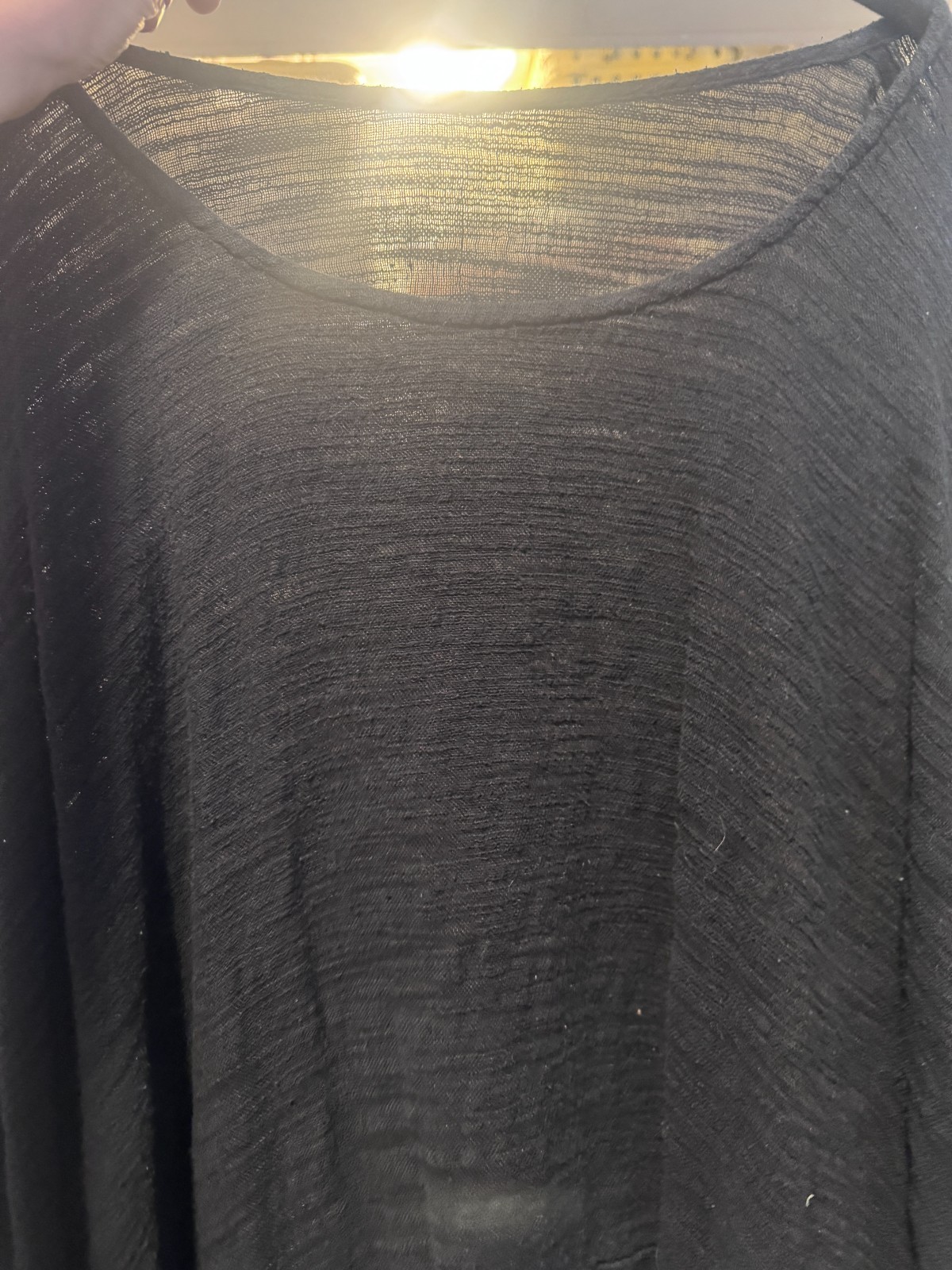 Flax Black Semi-sheer black long sleeve top