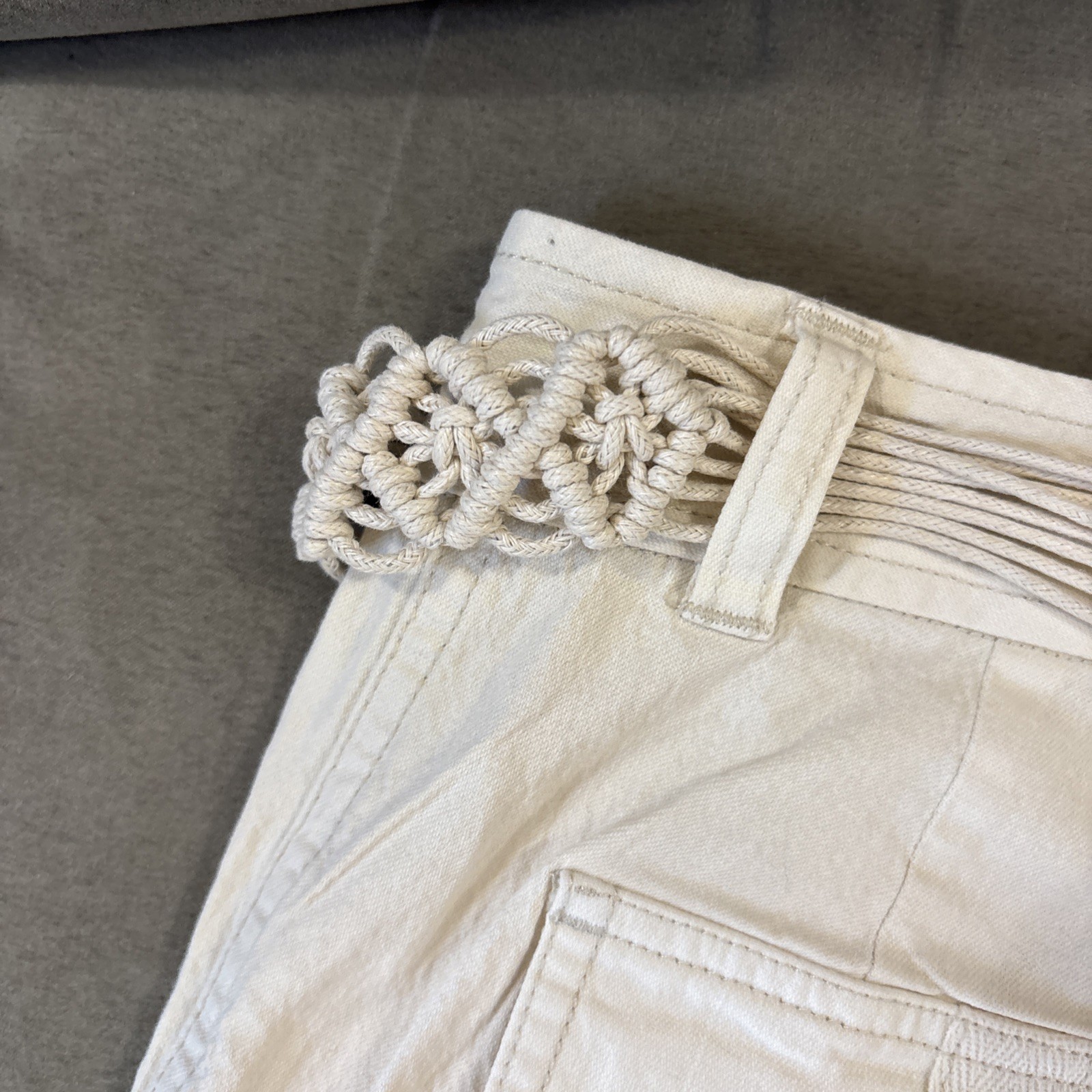 Sundance Embroidered Shorts 6 Boho Button Fly Wildflowers Braid Belt $98 NWT