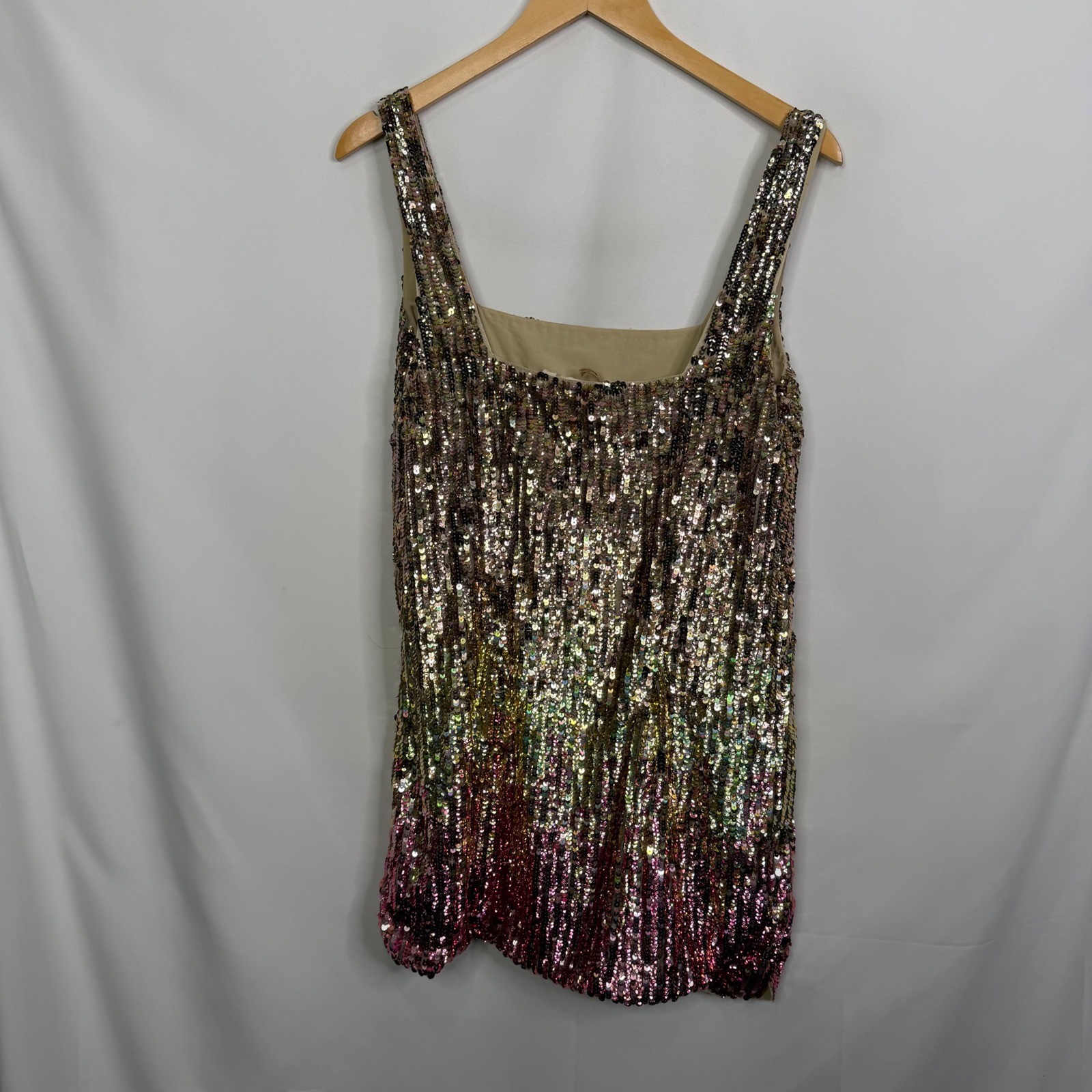 Anthropologie Let Me Be Sequin Ombre Mini Dress Pink Combo XS New