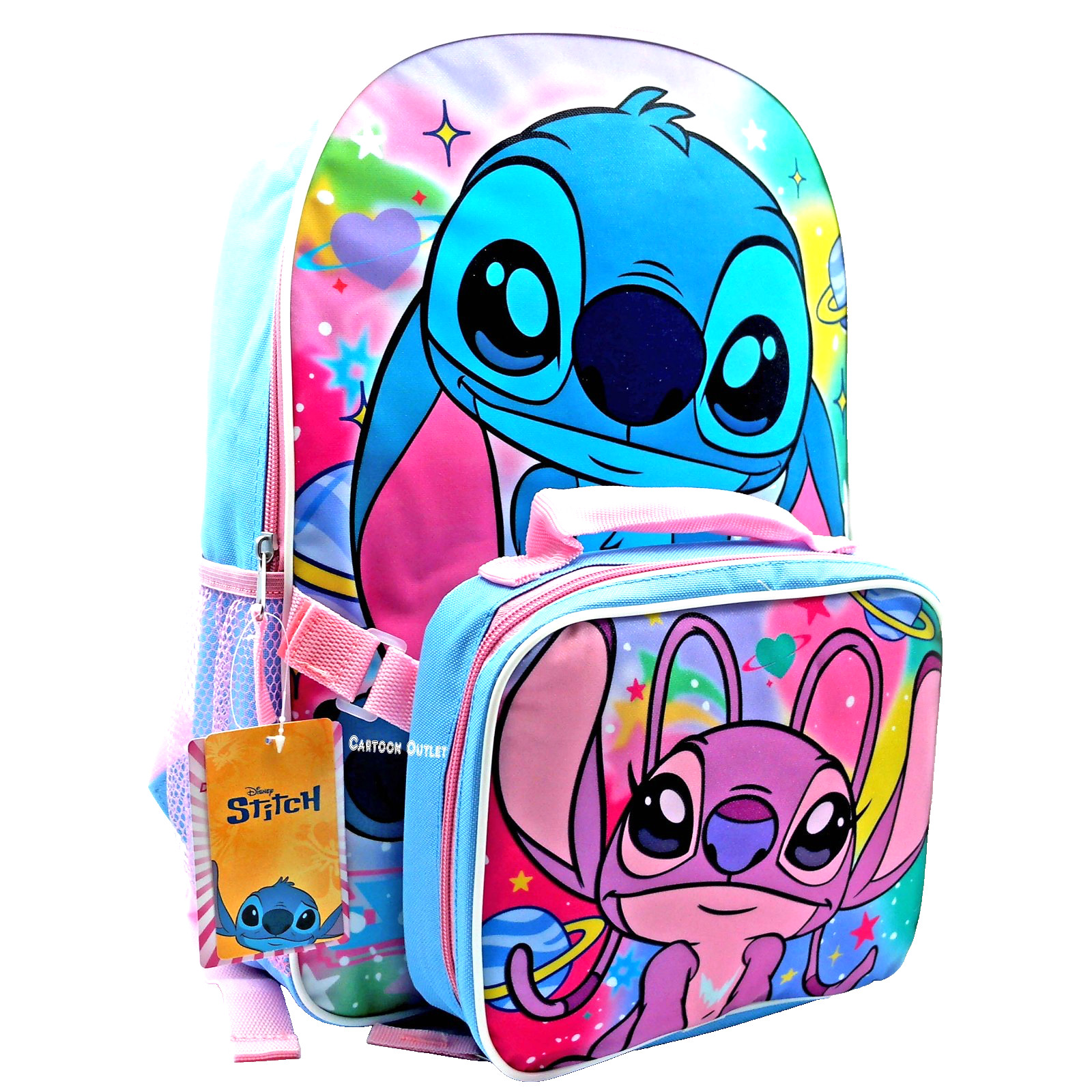 Disney Lilo & Stitch Angel w/Lunch Bag Backpack Set 16″ School Book Bag New