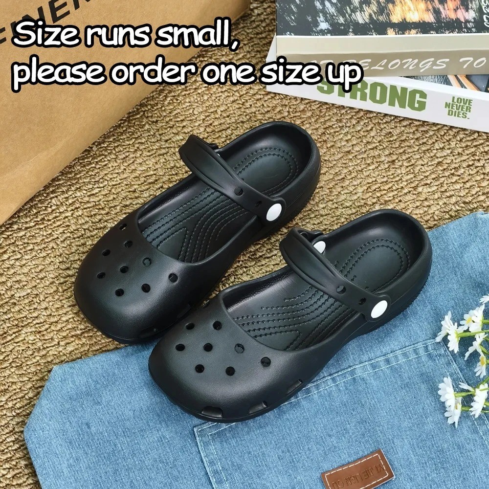 New Womens Crocs Classic Leopard Print Ballet Flat Clog beach shoes Black – USA
