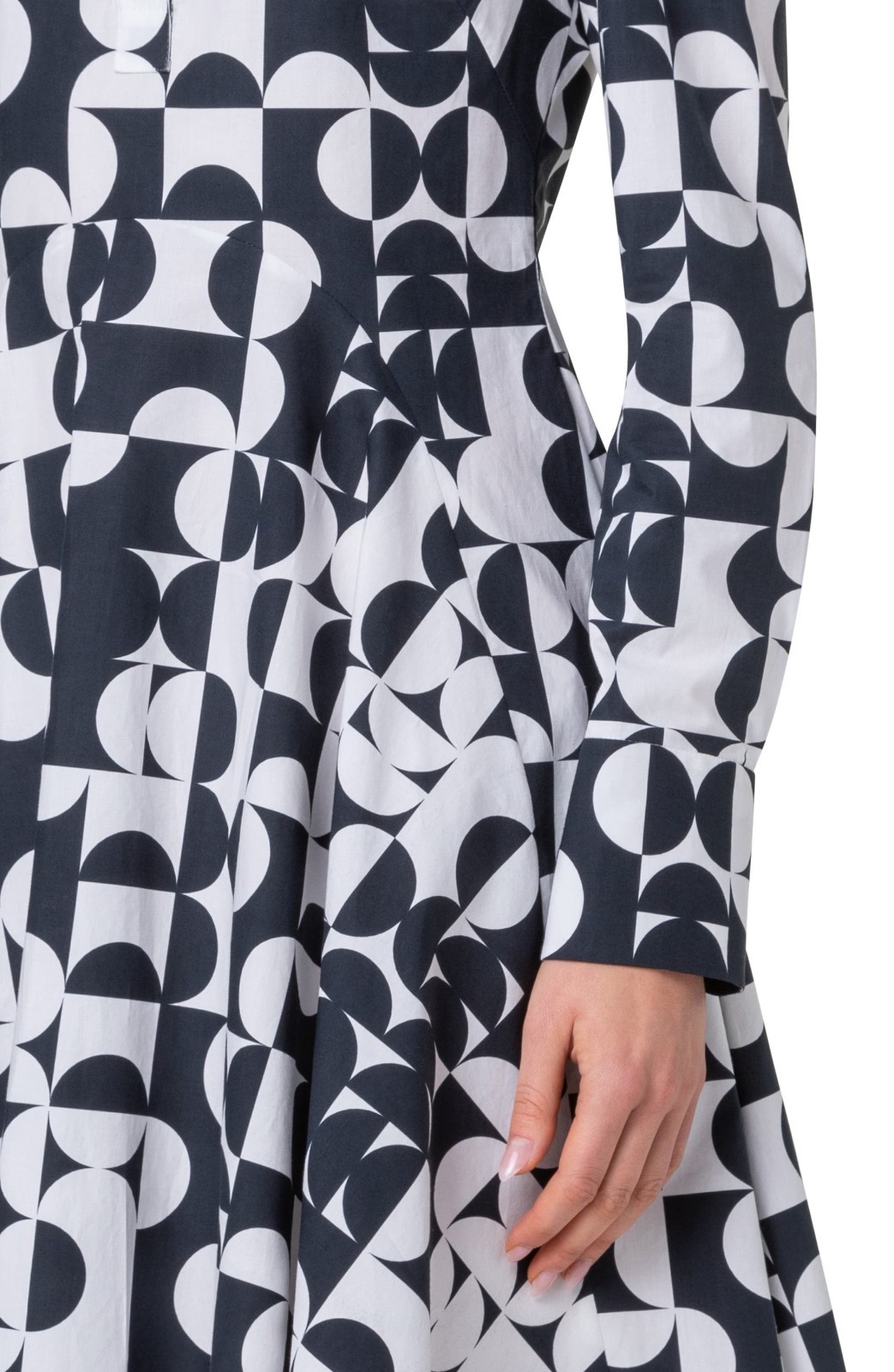 Akris Punto New Half Grid Circle Print Long Sleeve Shirtdress $1190 sz 6 US