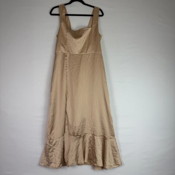 Show Me Your Mumu Claire Midi Dress Bridesmaid Bridal Champagne Luxe Satin XL