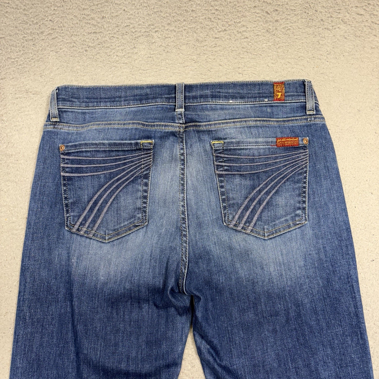 7 For All Mankind Dojo Jeans Womens 29 Blue Flare Mid Rise Dark Wash Denim Pants