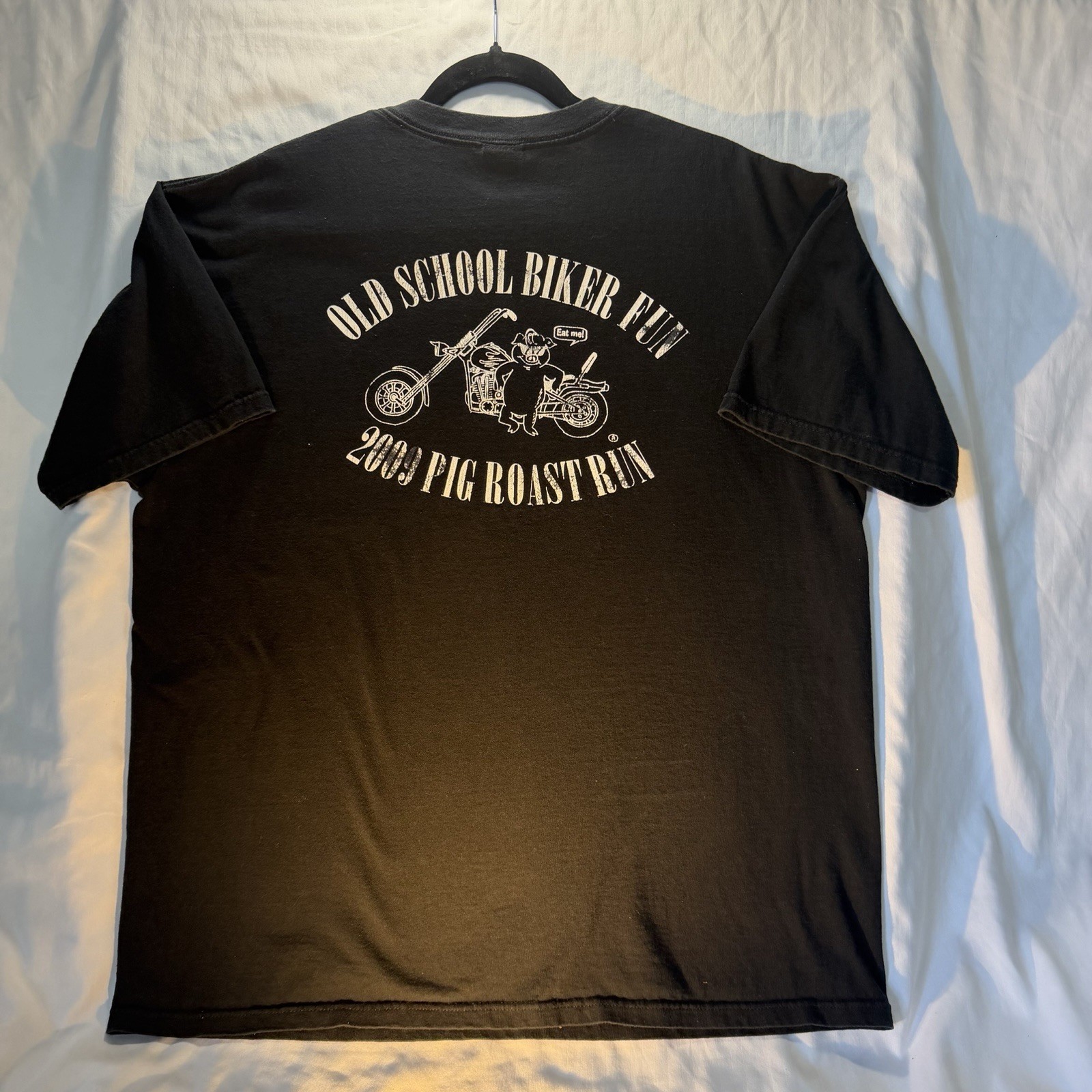 Anvil Black Old School Biker Fun Pig Roast 2009 Johnson City Texas T Shirt XL