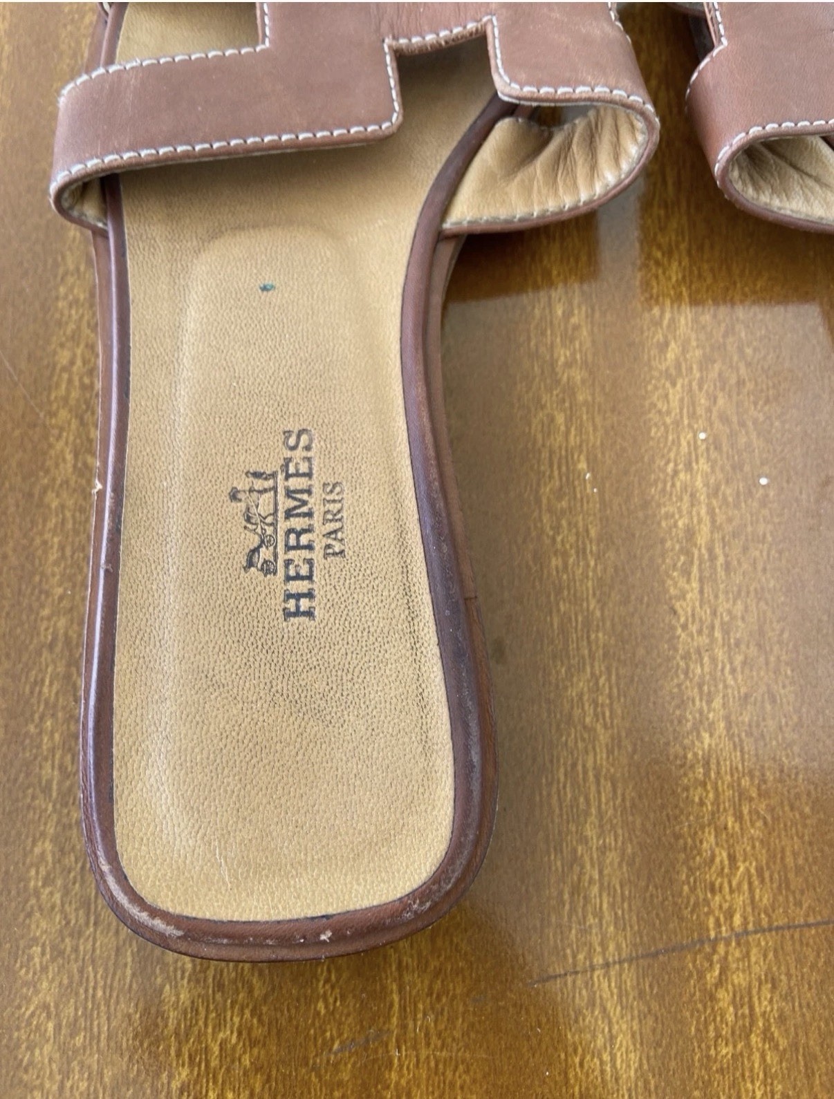 Hermes Oran Leather Sandals 34
