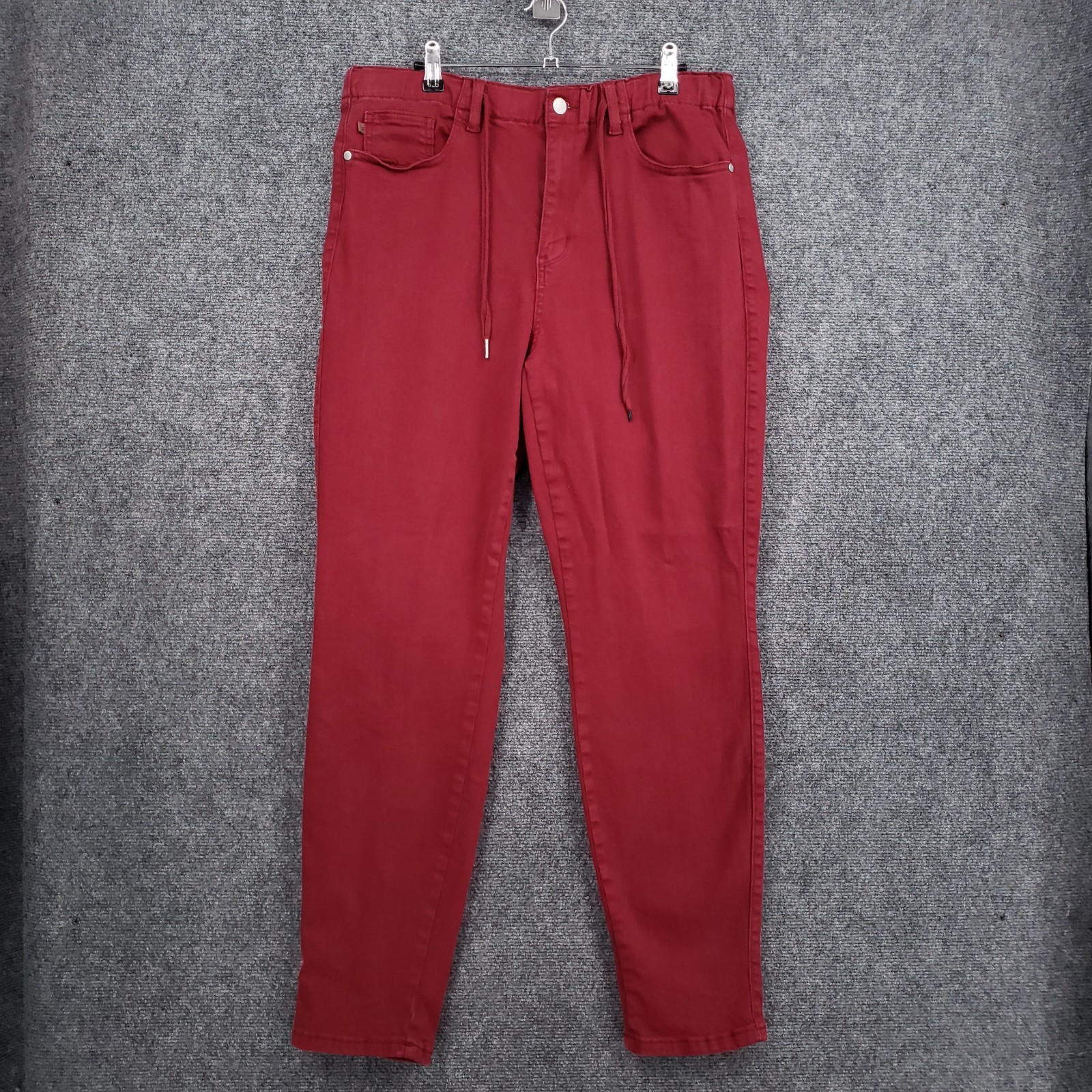 Judy Blue Scarlet Double Cuff Jogger Pants Womens 13×31 Red Garment Dyed Slim