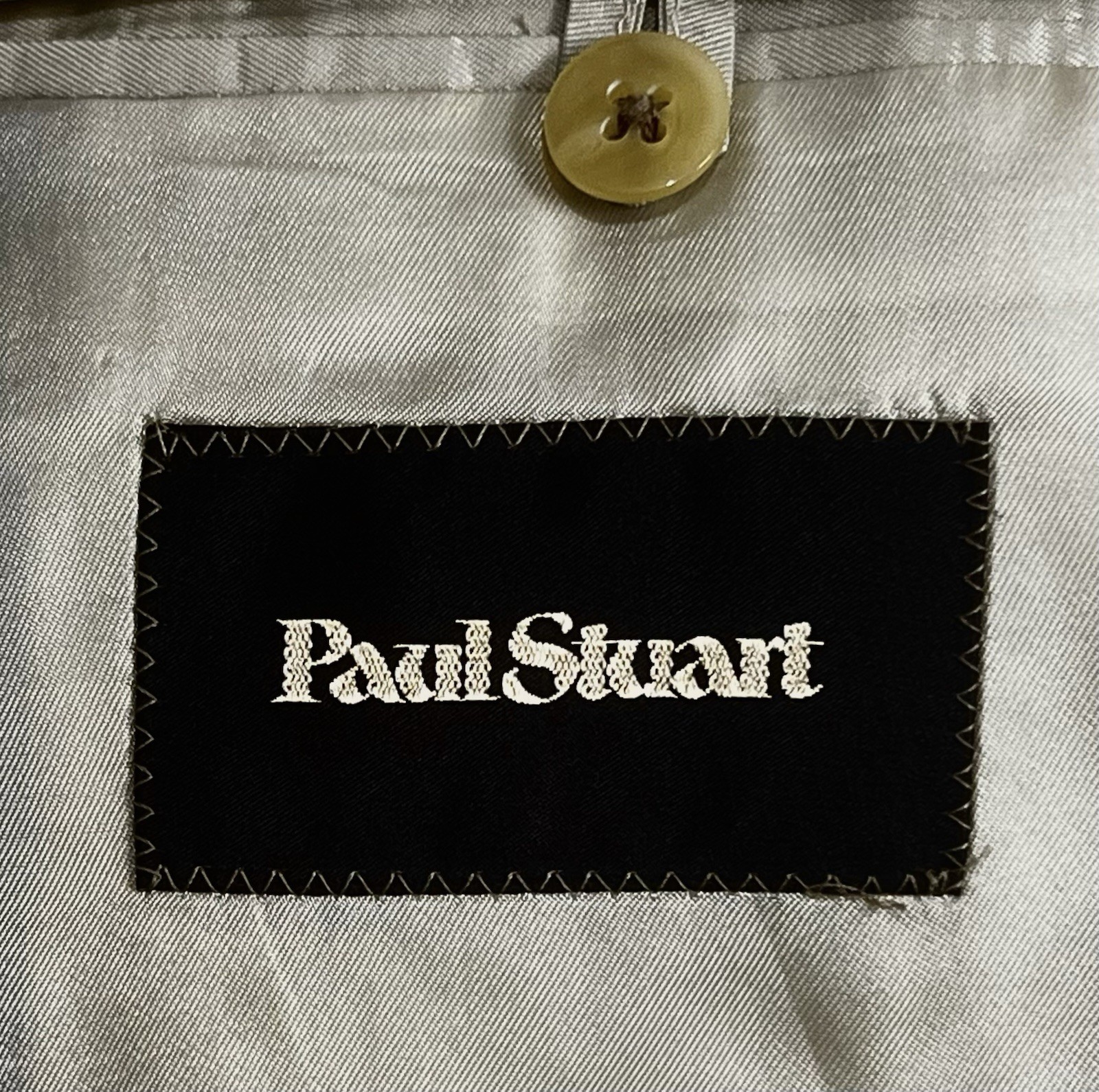 Paul Stuart Samuelsohn Wool Silk Weave Golden Beige Plaid Blazer Sport Coat 46L