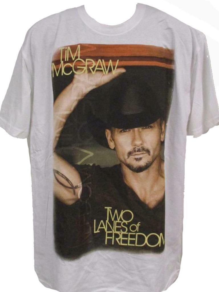 Tim McGraw Mens Sizes S-M-L-XL-2XL 2013 Two Lanes of Freedom Tour Concert Shirt