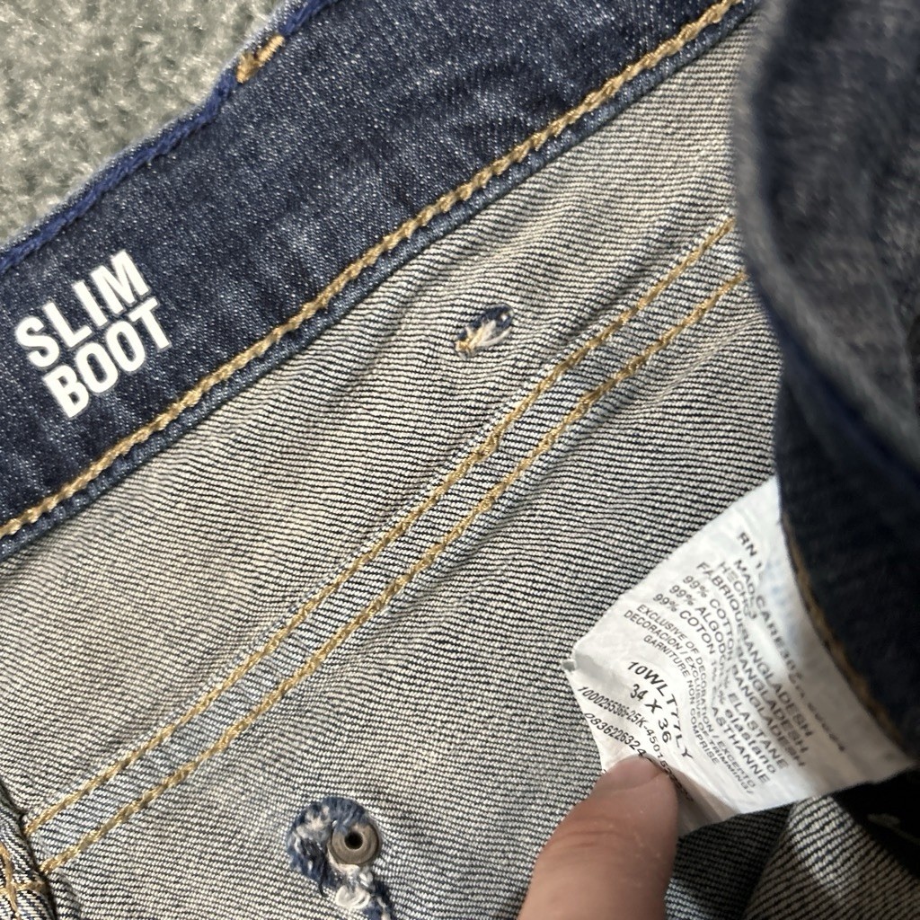 Wrangler Retro Dark Wash Slim Bootcut Fit Jeans Mens Sz 34×35