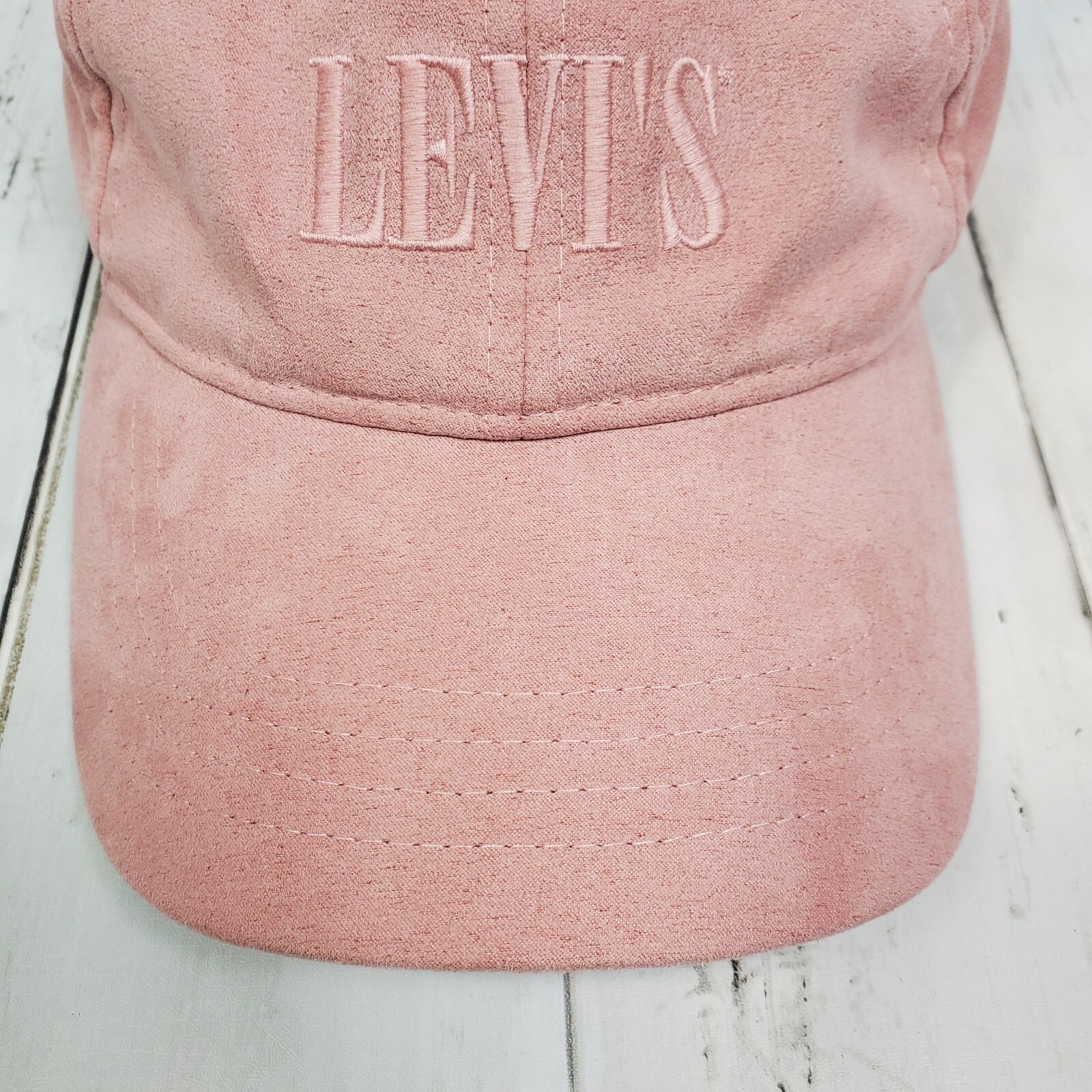 Levis Suede Tonal Serif Logo Cap Hat Womens Pink Adjustable Strap 56cm/22in
