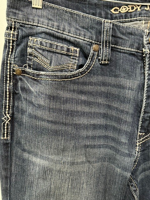 Cody James Bootcut Jeans Mens 34×30 Dark Wash Thick Stitch Western Cowboy