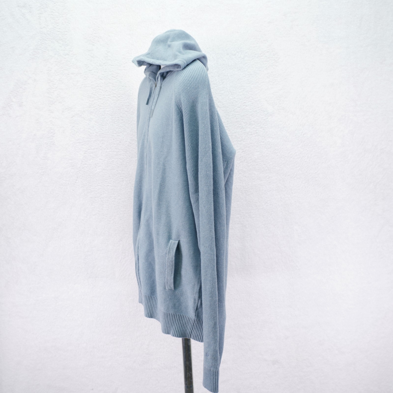 Modern Ambition Men’s Blue Knit Full Zip Hooded Sweater XL Pockets