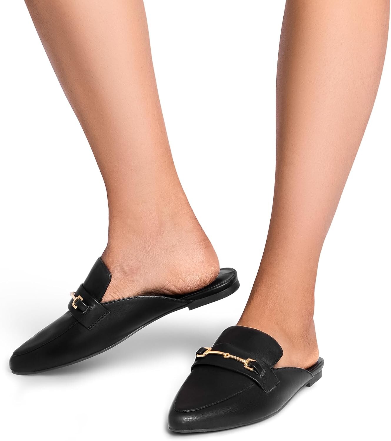 DREAM PAIRS Flat Mules Buckle Pointed Toe Backless Slip on Slides Loafer Size 8