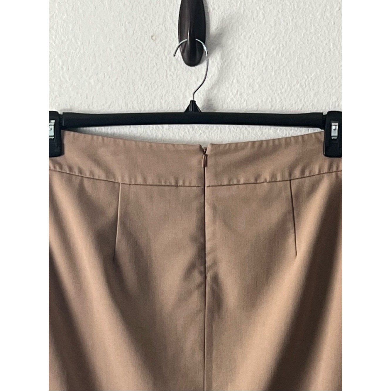 Rafaella Women’s Tan Knee Length Pencil Skirt with Back Ruffle, Size 12