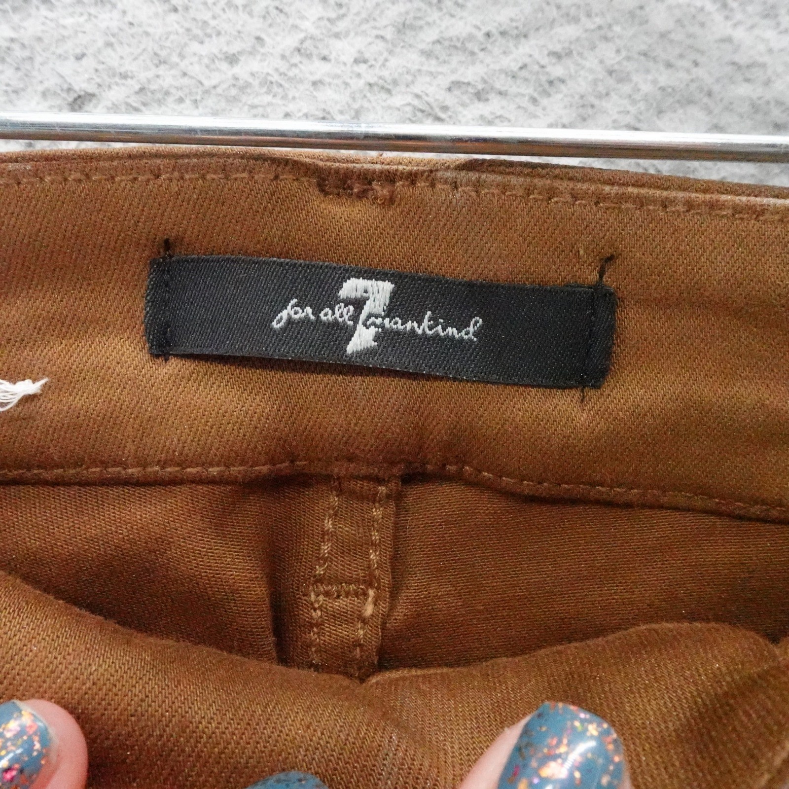 7 For All Mankind Womens Metallic Bronze Coated Skinny Jeans Size 26 NEW