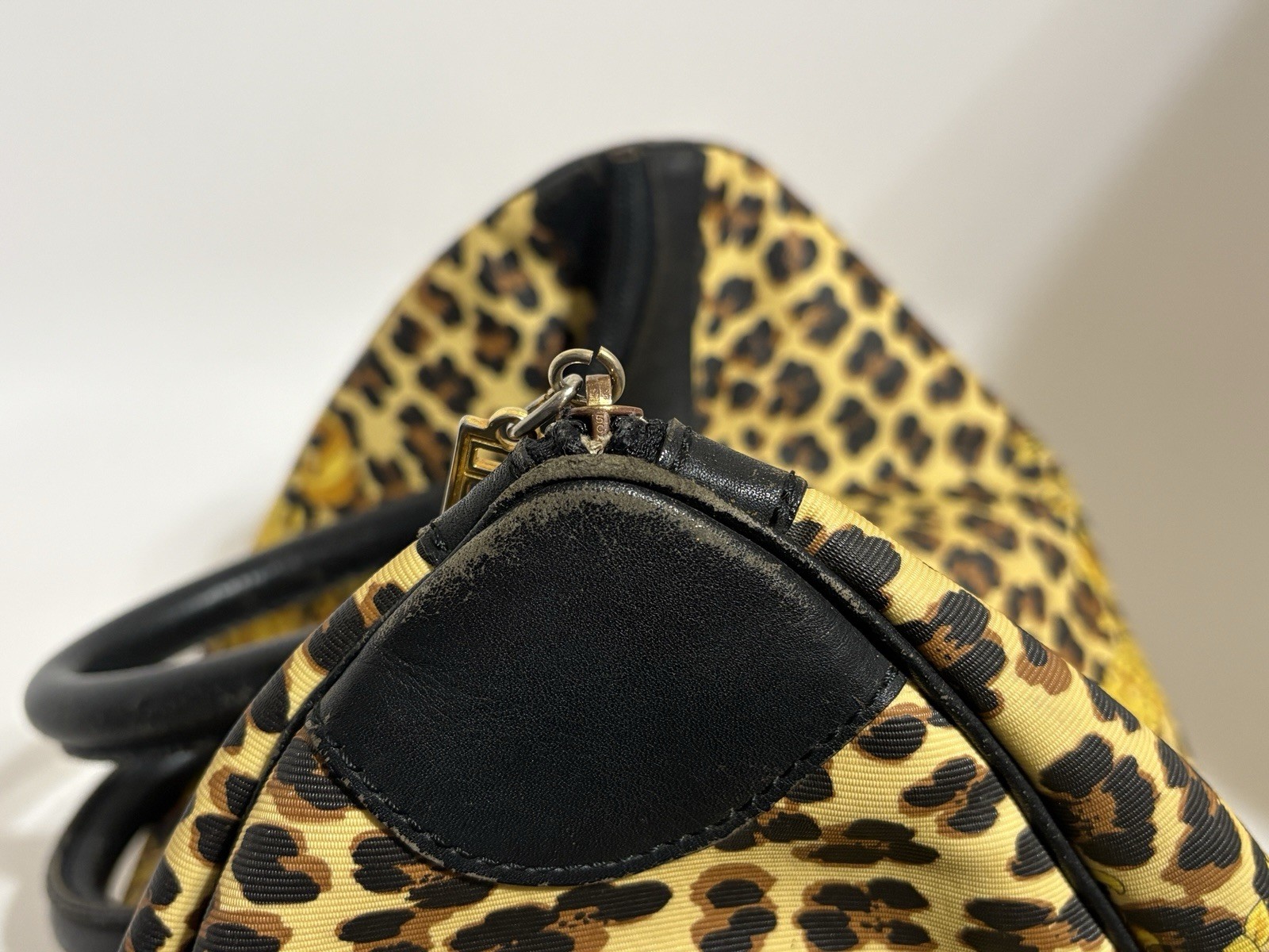 Vtg Gianni Versace Yellow Baroque Print PVC Bag