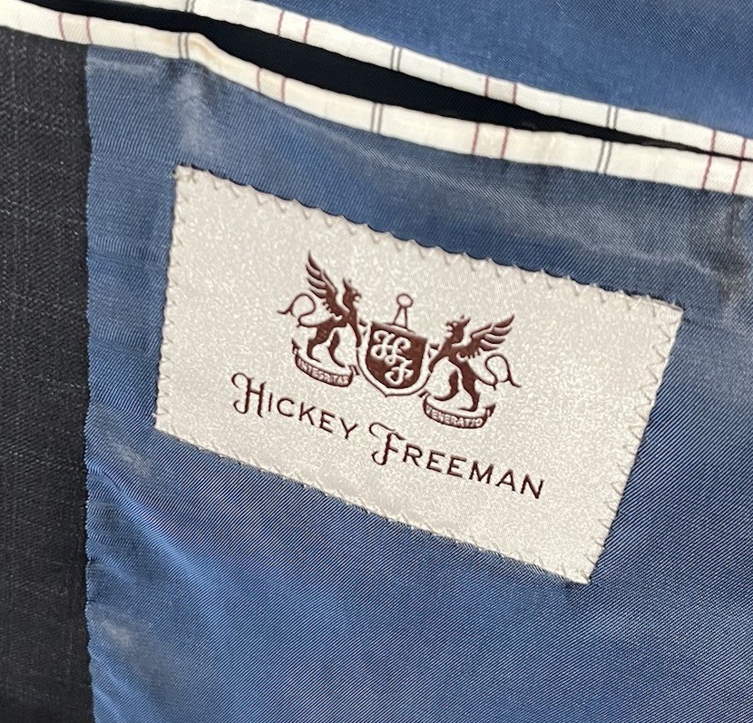 Hickey Freeman Milburn 42R Gray Plaid Wool 2pc Suit FF Pants 34×30 USA Made
