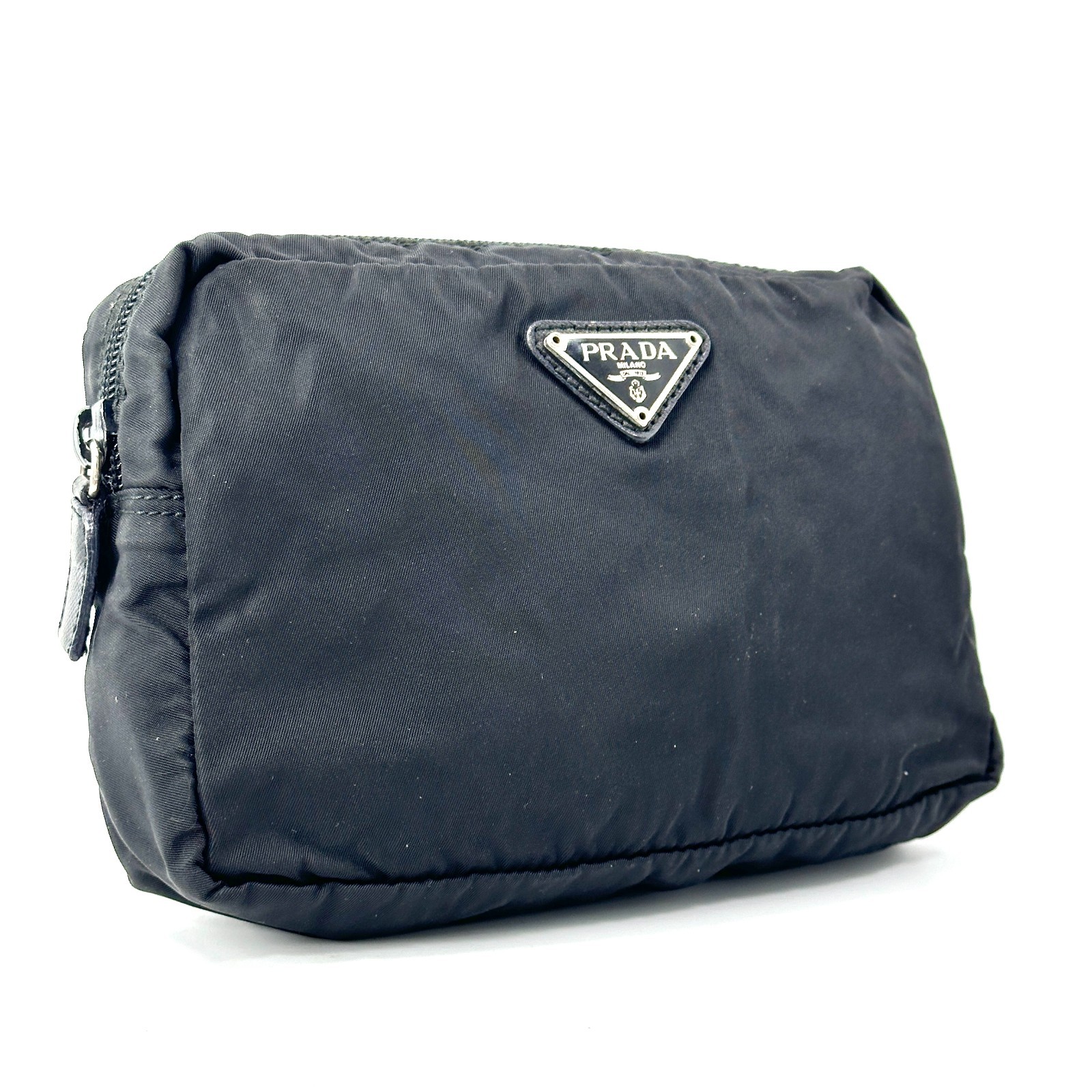 PRADA Cosmetic Pouch Nylon Black Authentic