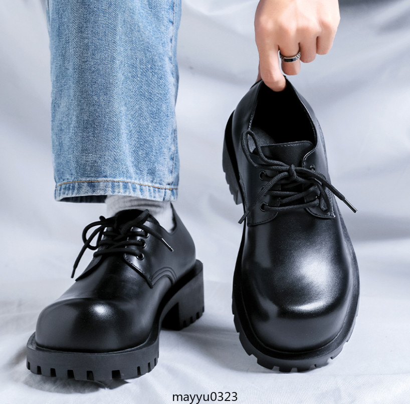 Men’s Dress Formal Derby Lace Up Round Toe Casual Platform Chunky Heel Shoes New