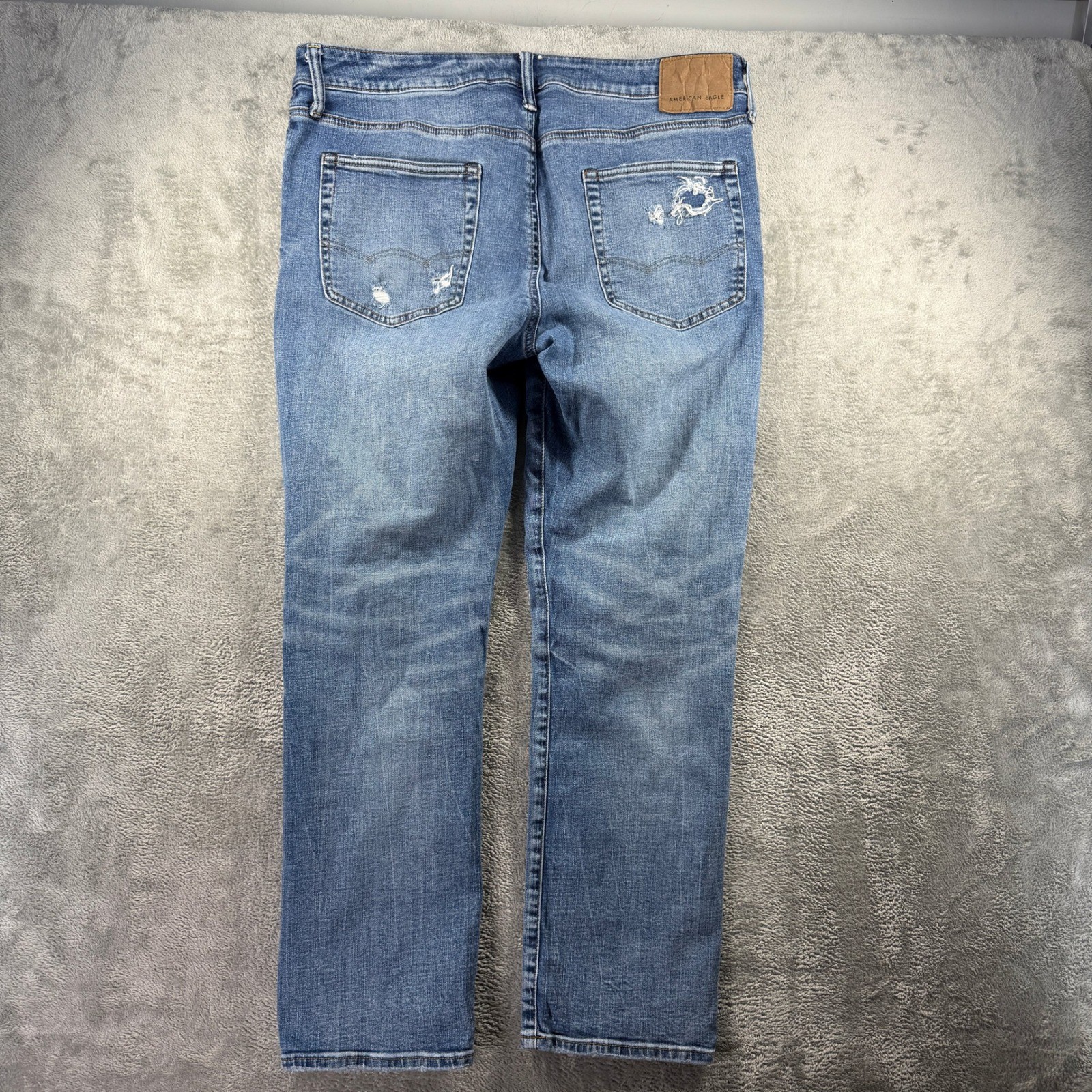 American Eagle Airflex+ Distressed Ripped Jeans Mens 36×30 Medium Wash Blue