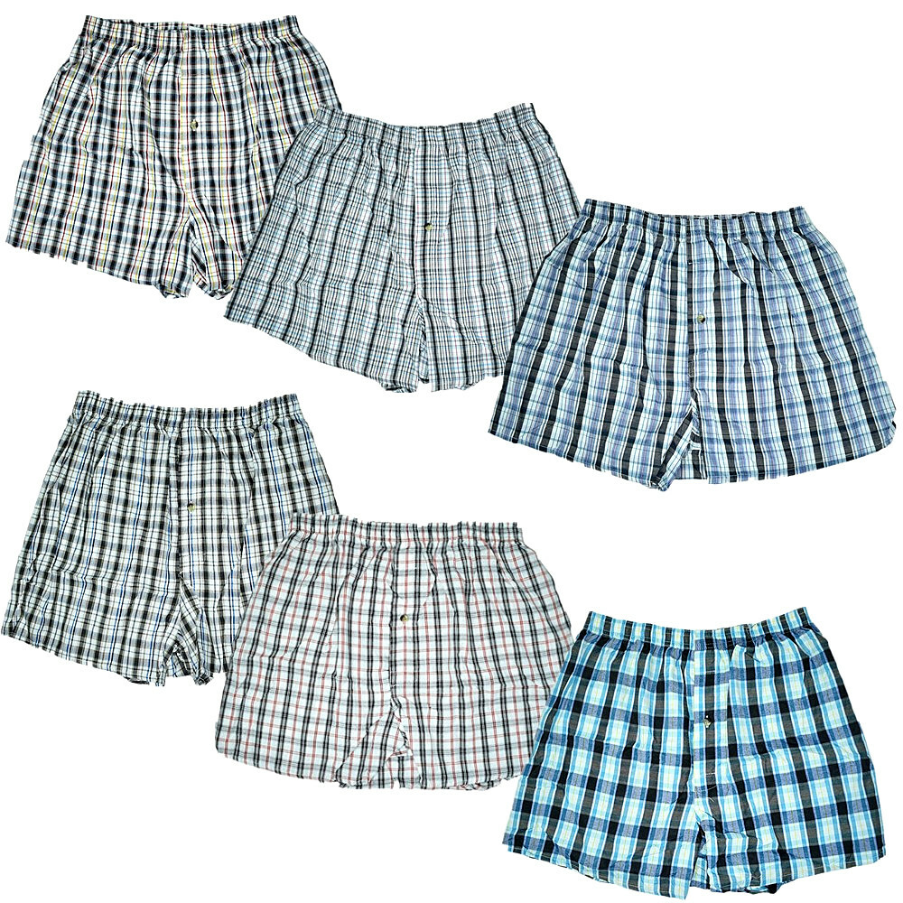 3-12 Pack Mens Boxer Briefs Check Plaid Cotton Shorts Trunk Underwear Size M-2XL