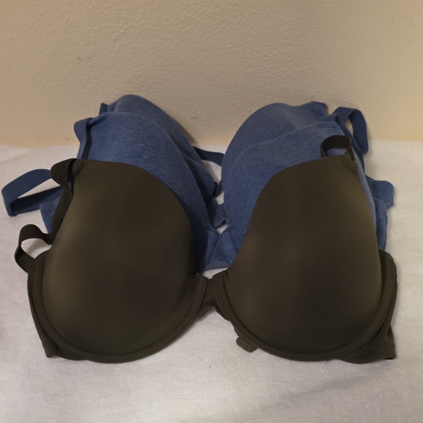 Auden The Everyday T-Shirt Bra 36DD Underwire Lightly Lined Blue/Black