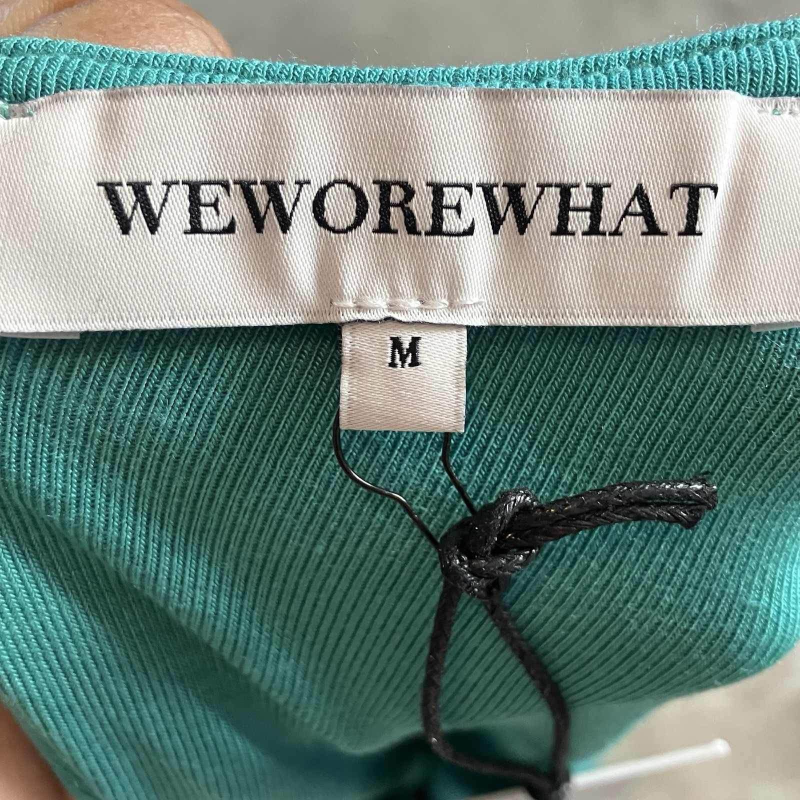 We Wore What Shirt Womens Size Medium Teal Green Rib Rayon Cold Shoulder Top