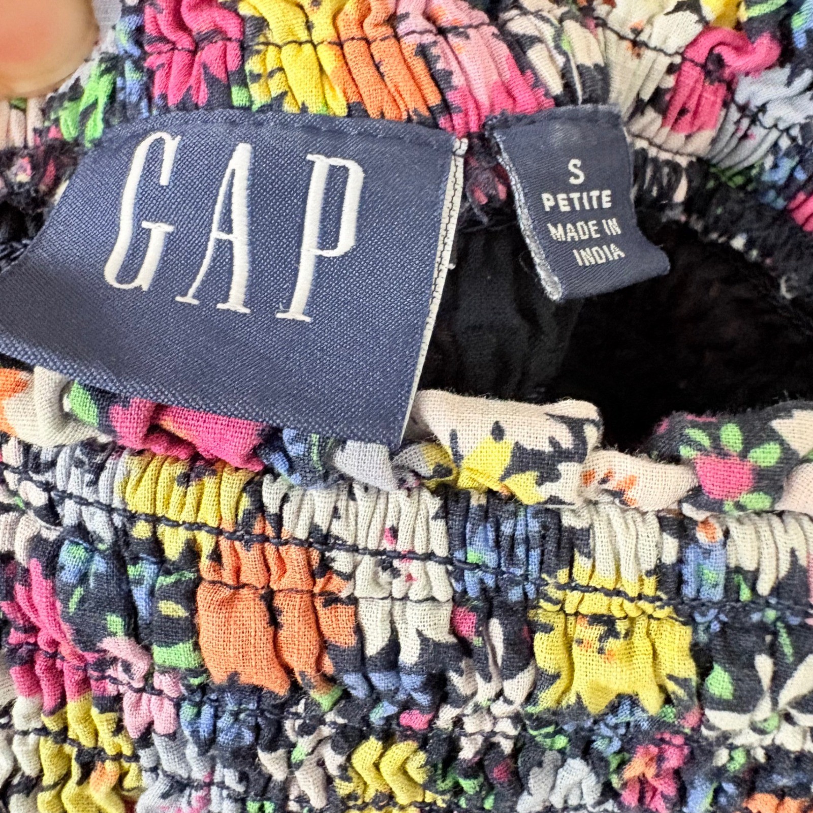 Gap Smocked Floral Midi Dress Womens Small Petite Prairie Cotton Sundress