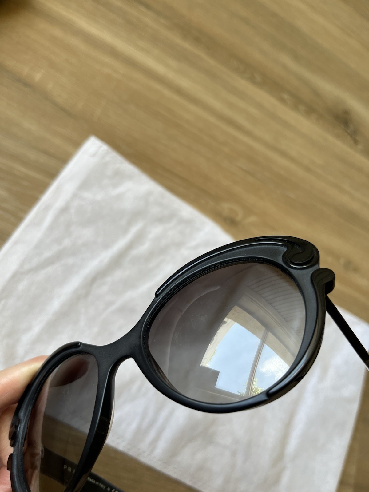 Prada Baroque Cat Eye Sunglasses Black SPR 28N 56-19-140