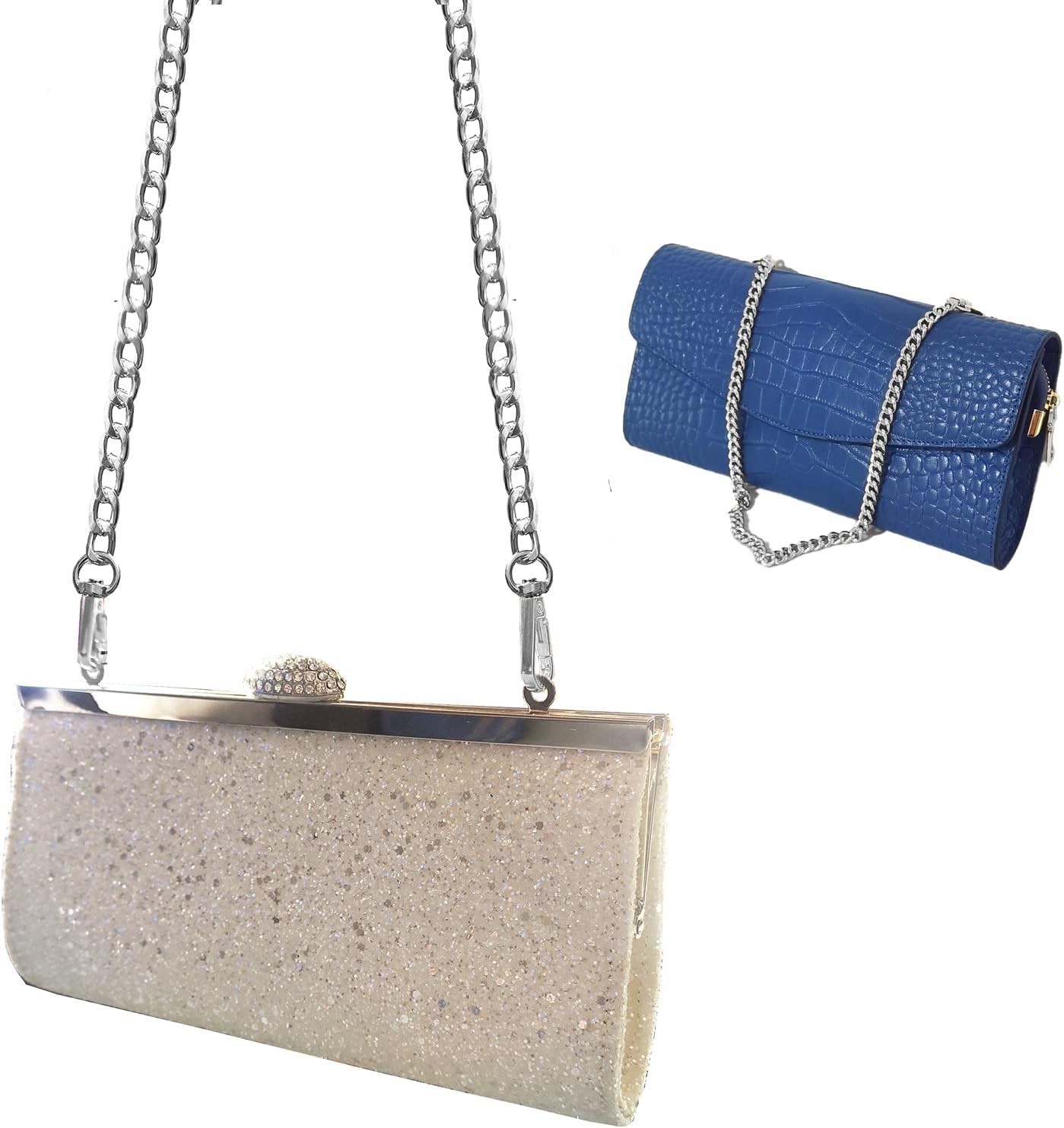 3 Pack (16″,36″,48″) Silver Purse Chain Strap Bag Chains for Handbags
